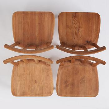 Axel Einar Hjorth, a set of four "Utö" stained pine chairs, Nordiska Kompaniet 1930s.