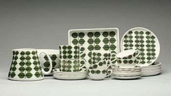 SERVISDELAR, 18 delar, flintgods och porslin, "Berså", Stig Lindberg, Gustavsberg. 1960-tal.