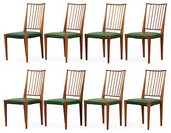 338. Eight Josef Frank mahogany and green leather chairs by Svenskt Tenn.