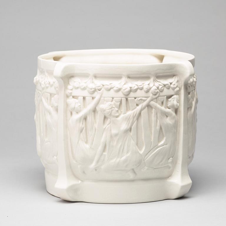 Alf Wallander, An Alf Wallander art nouveau creamware flower pot, Rörstrand, Sweden.