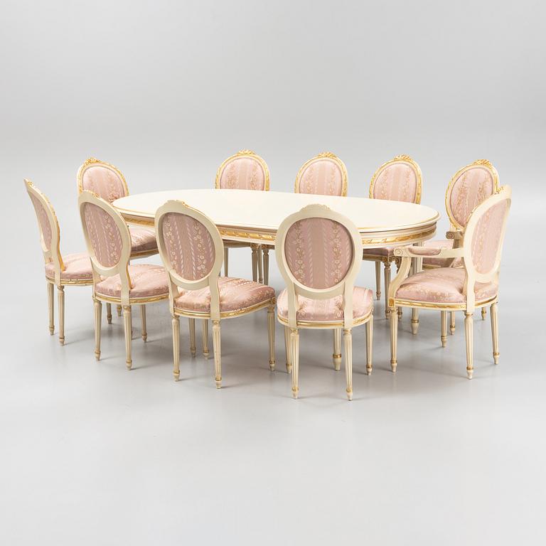 Dining set, 11 pieces, Louis XVI style. Italy, second half of the 20th century.