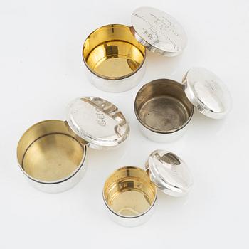 Four Swedish Silver Boxes, including mark of  Lorenz Georg Weis, Norrköping 1823.