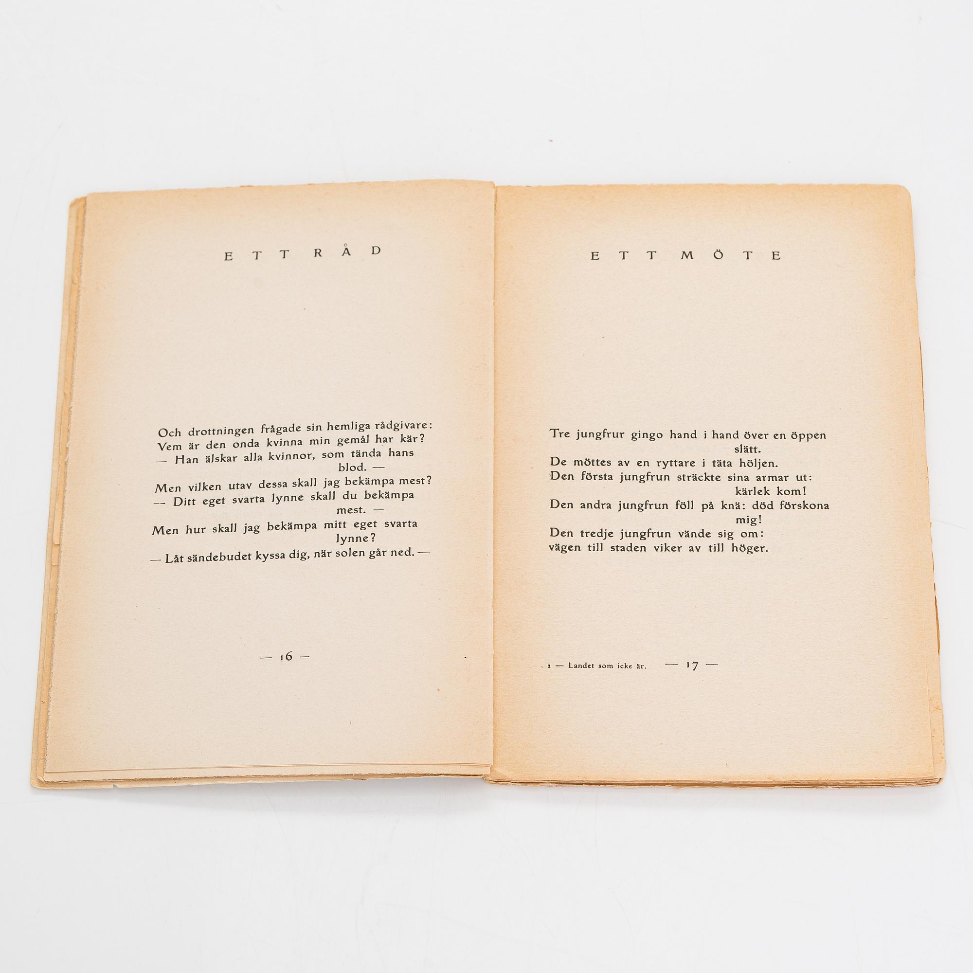Edith Södergran, 5 volymer, förstaupplaga, Holger Schildts förlag, Helsingfors.
