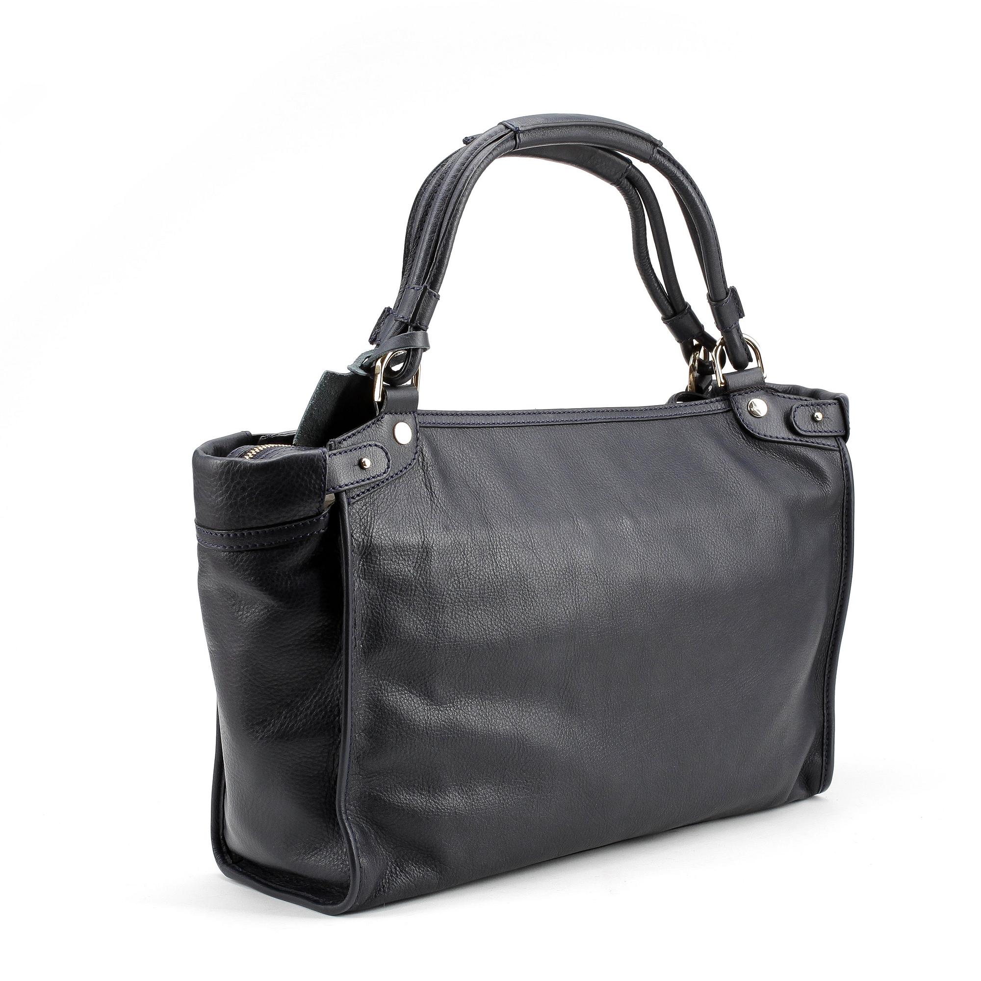 ESCADA, a blue leather shoulder bag.