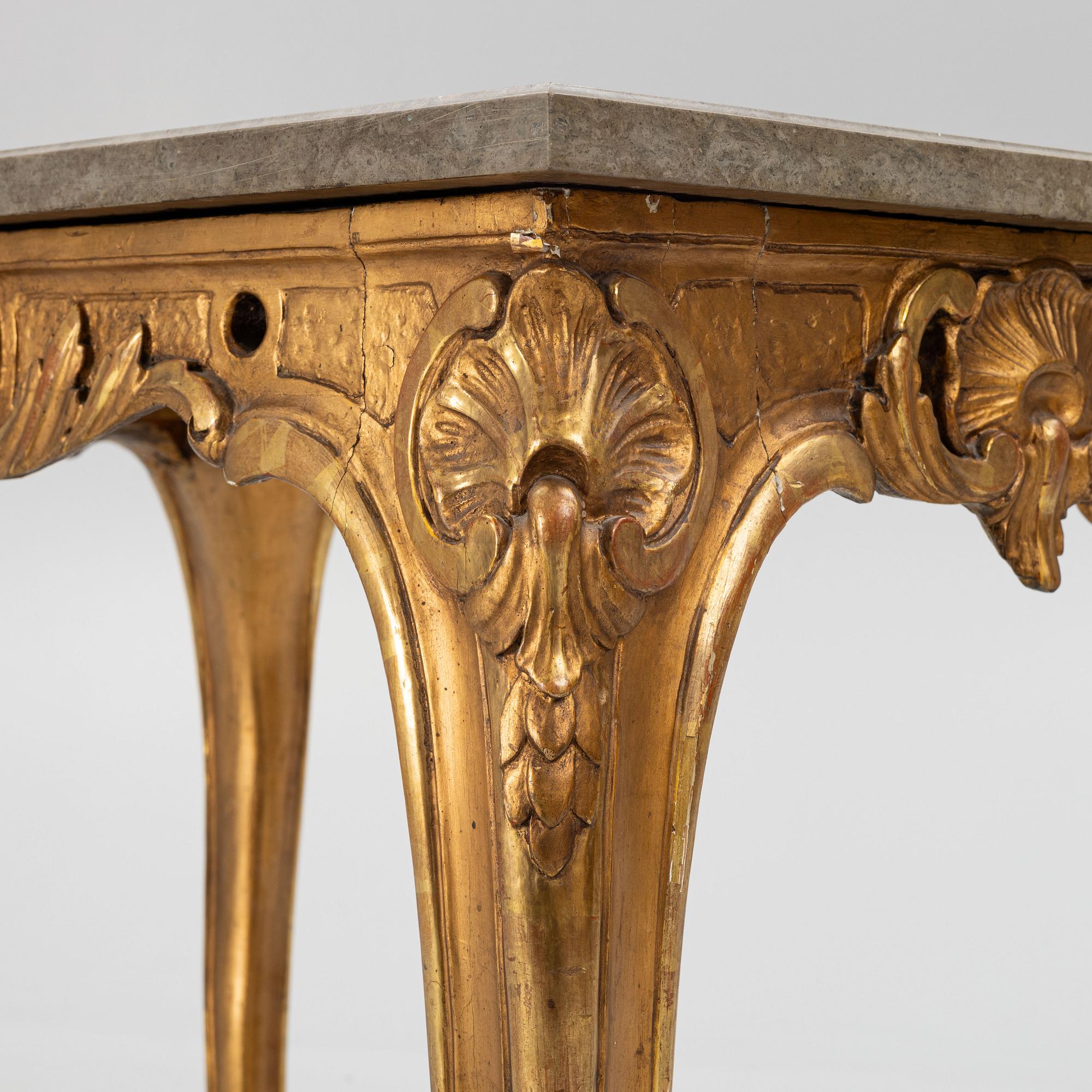 A Swedish rococo-style giltwood table, Stockholm, 19th century.