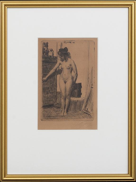 Anders Zorn, etsning, 1903, signerad.
