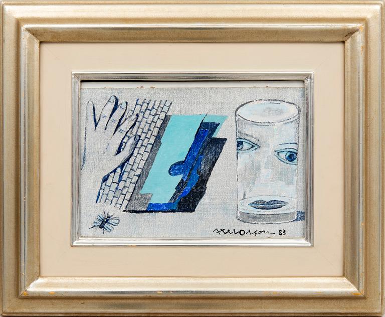 Axel Olson, oil on canvas laid on panel, signed and dated 83.