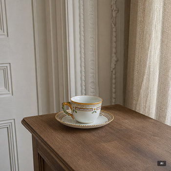 Royal Copenhagen, Kaffekoppar med fat, 4 st, porslin, "Flora Danica", Royal Copenhagen, Danmark, 1957.