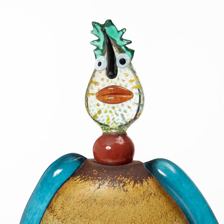 Kjell Engman, skulptur, glas, unik, signerad, Kosta Boda, 1994.