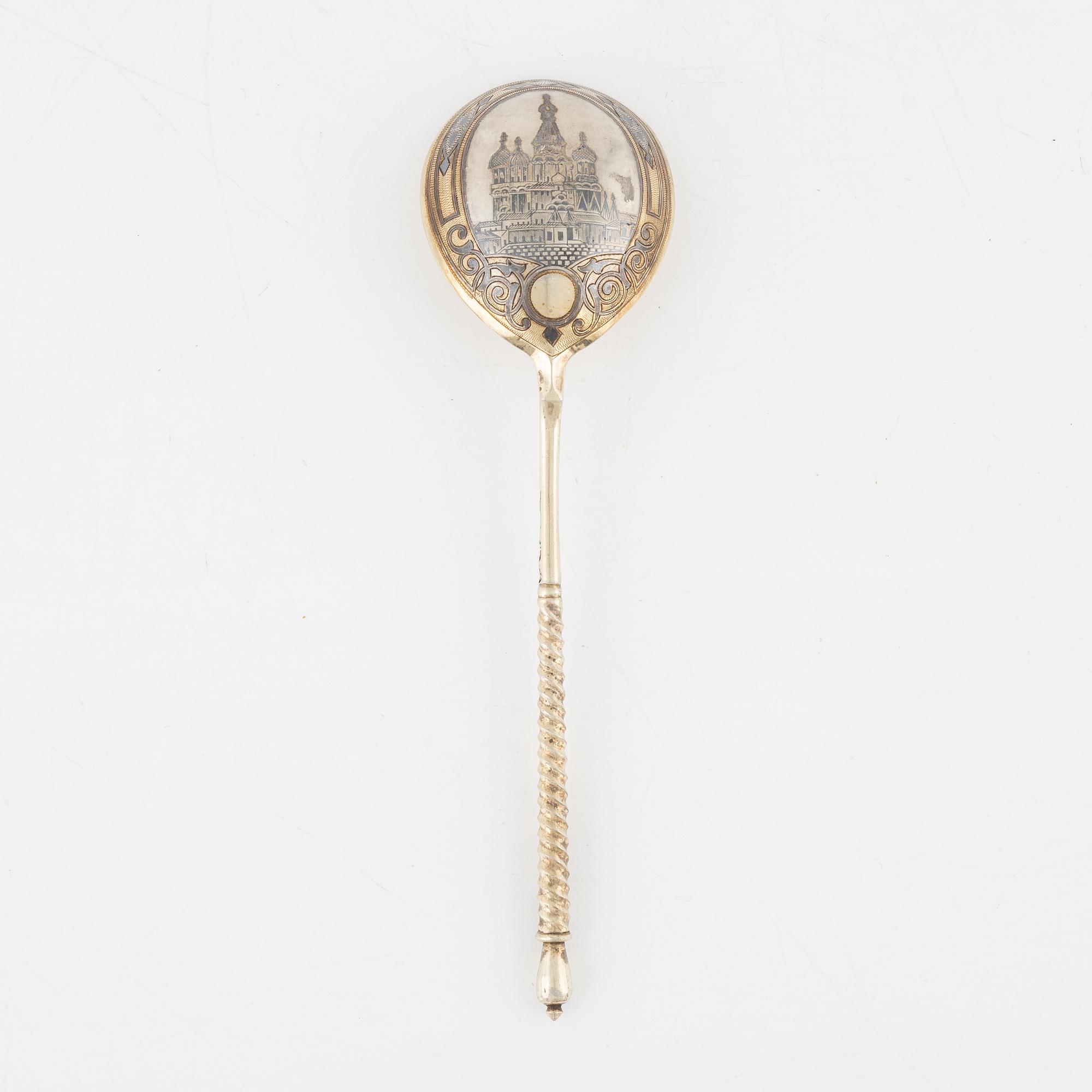 A Russian silver spoon, marks of Andrei Pastnikov (1868-1898), Moscow.