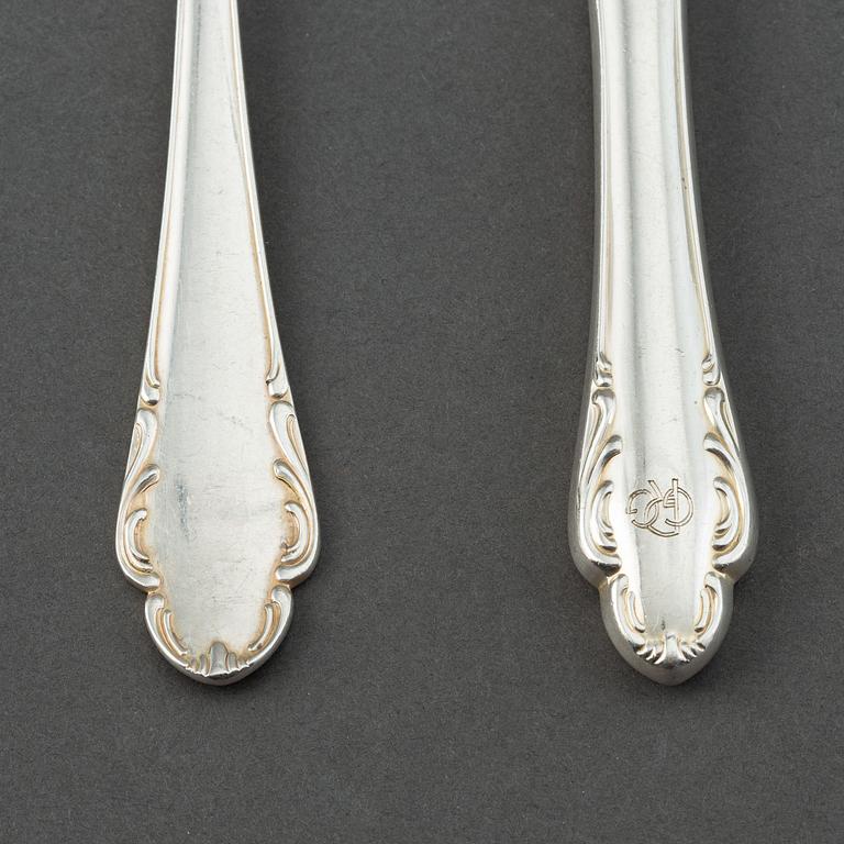 Bestick, 28 delar, silver, modell "Haga". Skandia Silver, Stockholm, 1930-tal.