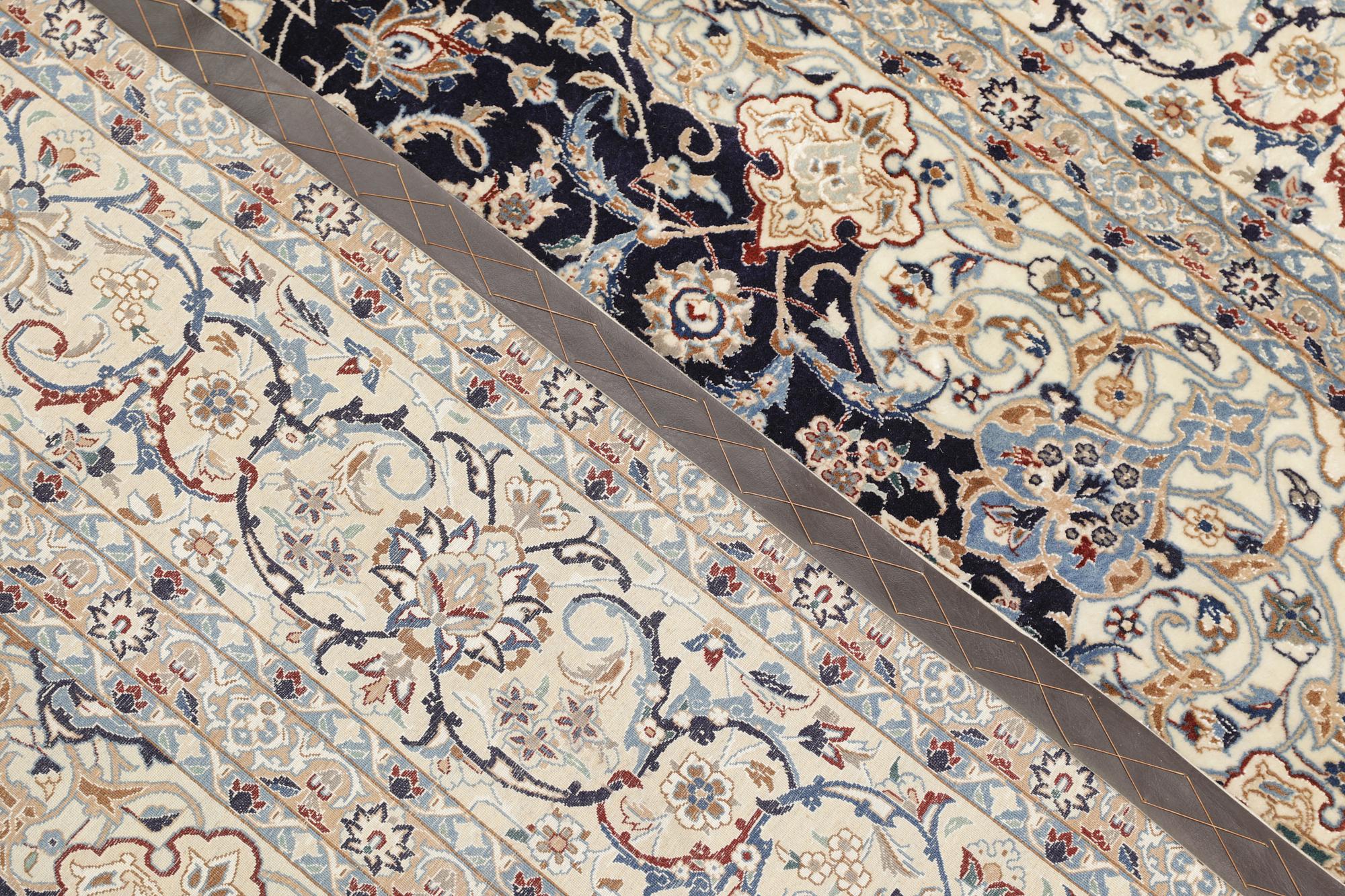 A part silk Nain carpet, so-called 6LAA, approx. 320 x 200 cm.