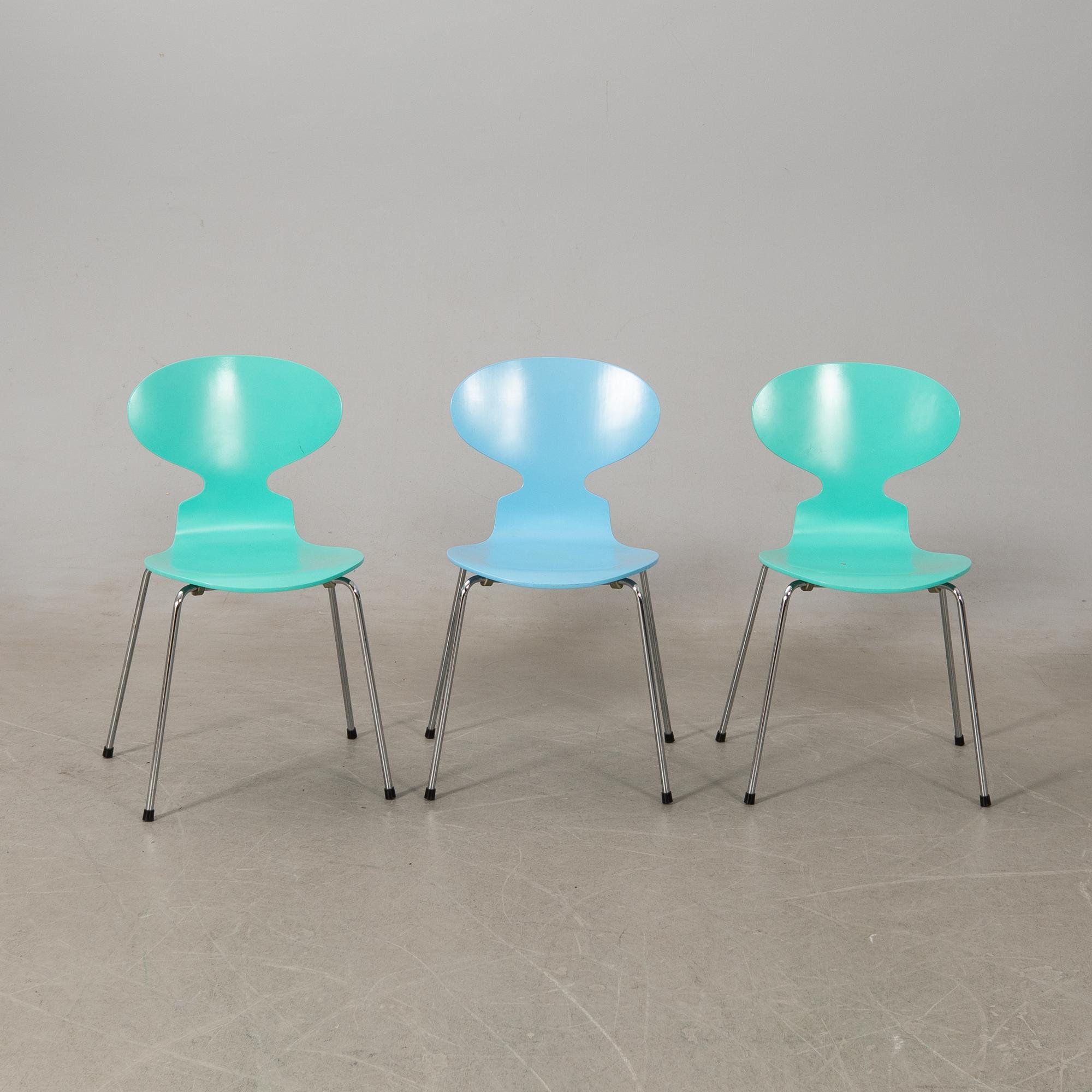 Arne Jacobsen, chairs 6 pcs, "The Ant", Fritz Hansen, 1993.