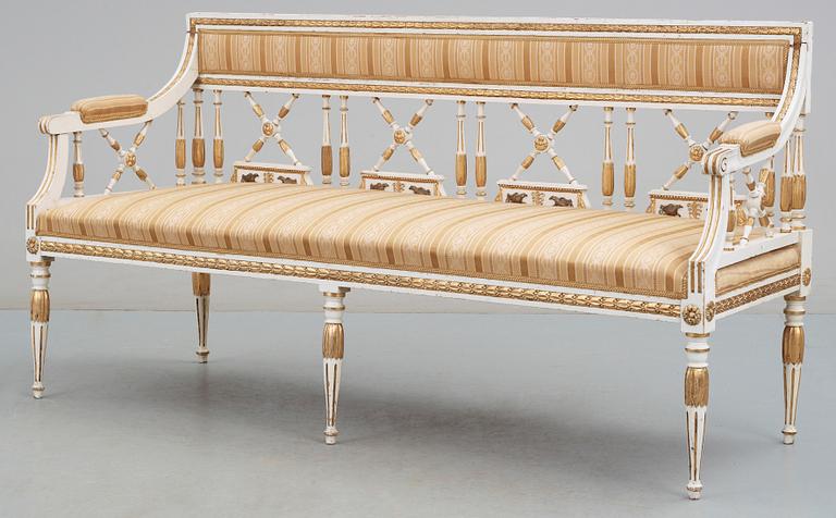 SALONGSGRUPP, 6 delar, sengustaviansk stil 1900-talets början.