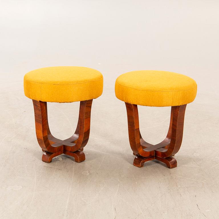 a set of two Art Deco walnut stools first half of the 20th century.