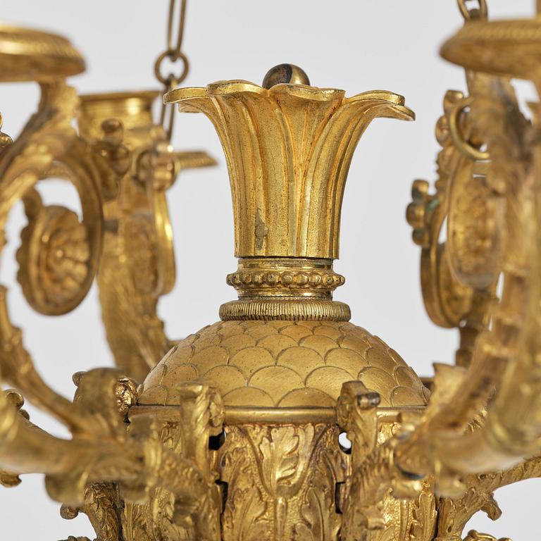 Ampel. för åtta ljus, Frankrike, 1800-talets första hälft, Empire.