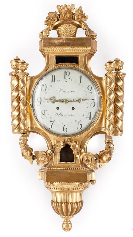 VÄGGPENDYL, gustaviansk, Beckman, Stockholm omkring 1800.