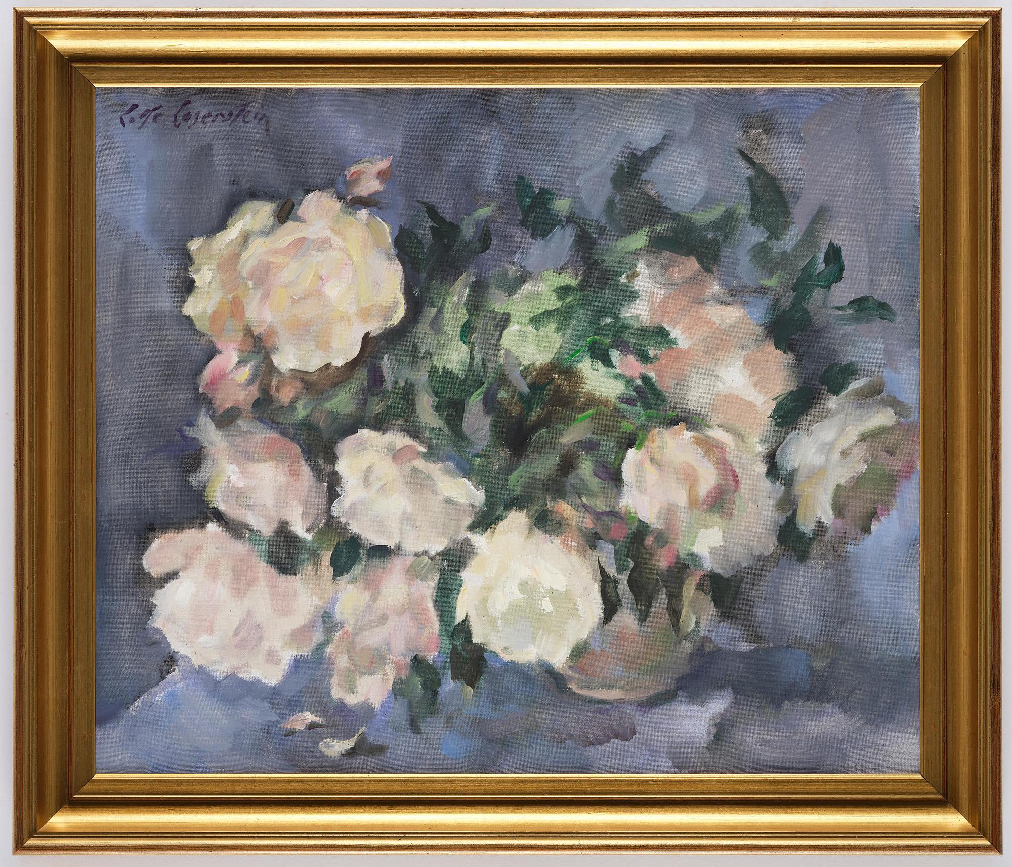 Lotte Laserstein, Still life with roses in a vase.