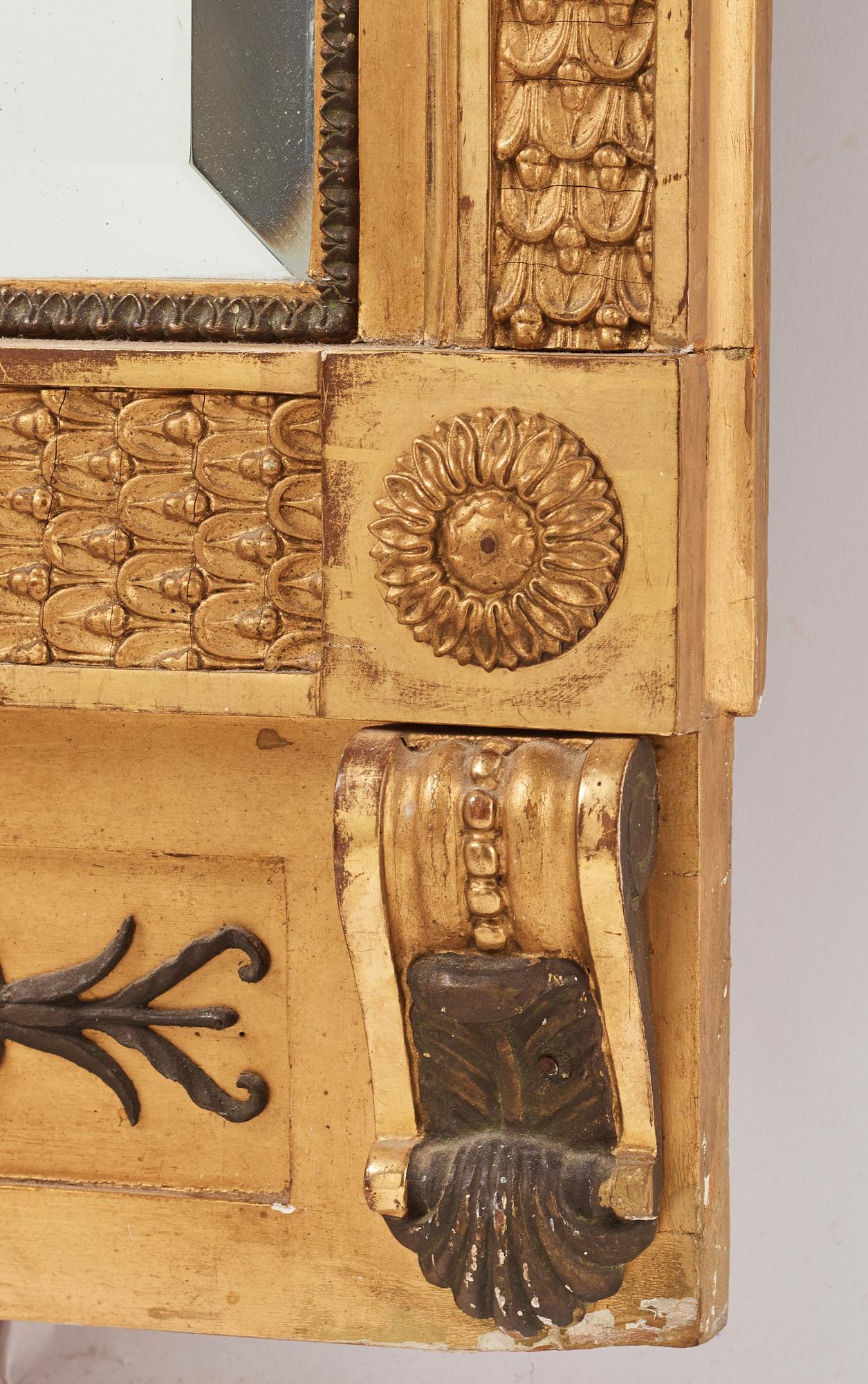 An Empire mirror with console table, attributed to N Frisk (Stockholm 1805-24).