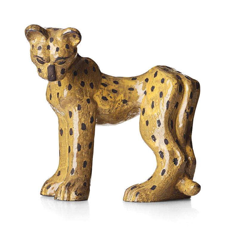 Vicke Lindstrand, a ceramic sculpture of a cheetah, Upsala-Ekeby, Sweden, model 3003.