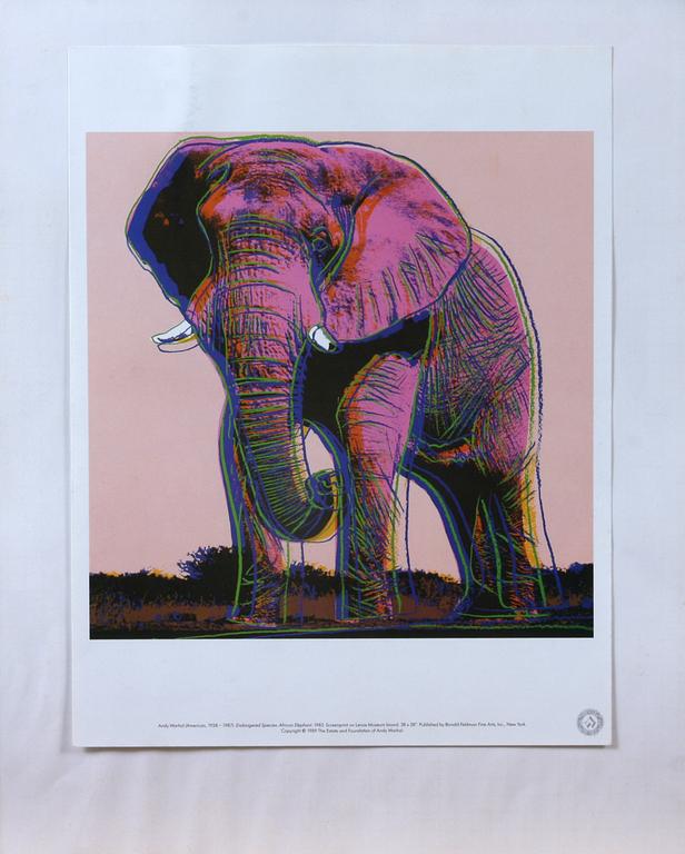 ANDY WARHOL, tryck, 6 st, "Endangered Species", 1983.