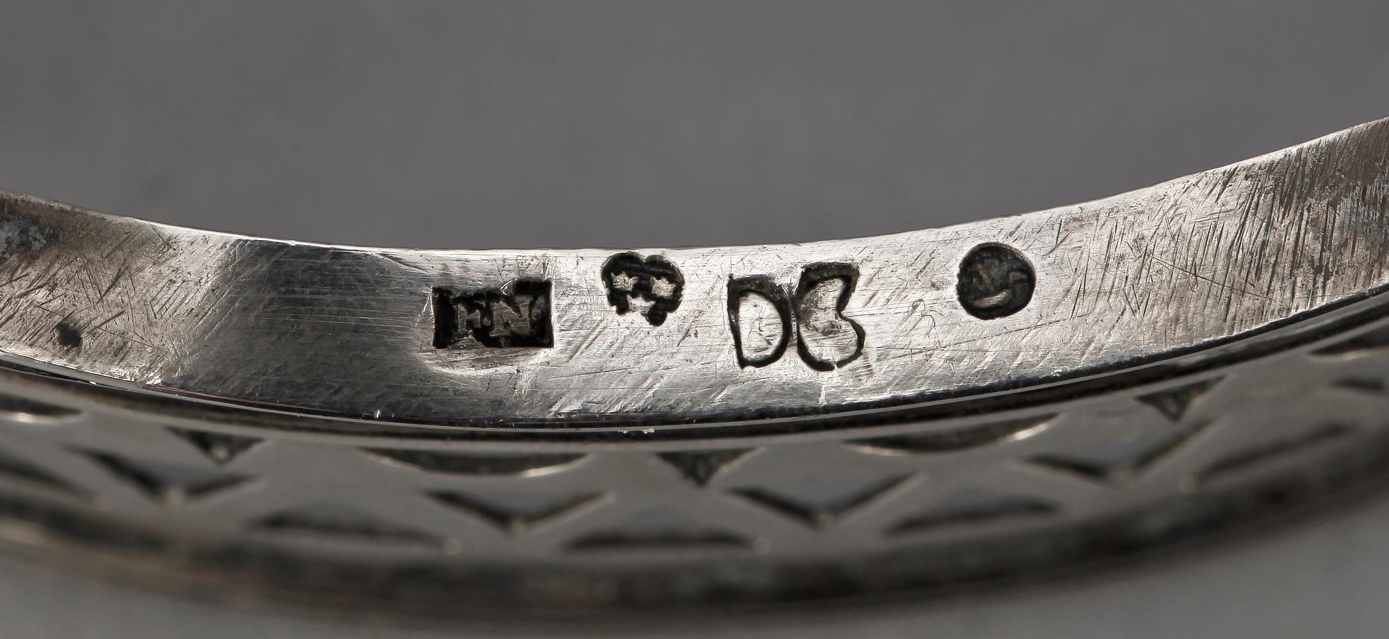 SALTKAR, silver. Empire. Fredrik Nymansson, Kristinehamn 1810. Ca 57 g.