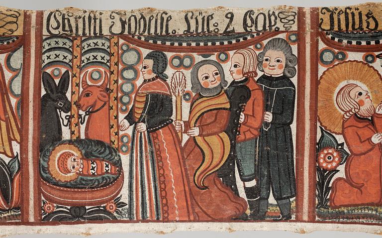 BONADSMÅLNING, allmoge, 1800-tal. Tillskriven Johannes Nilsson, Brearedsskolan, Halland.