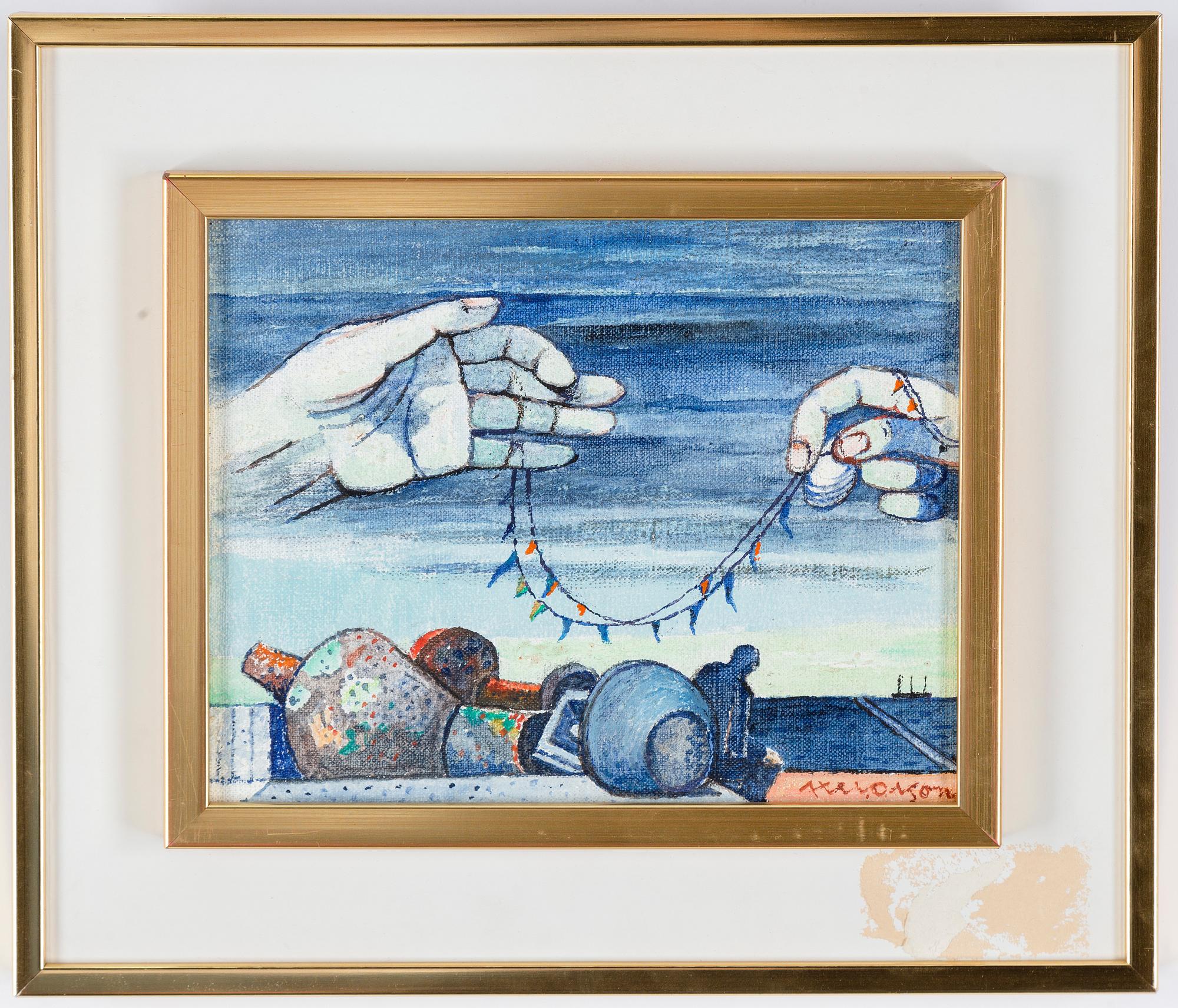 Axel Olson, oil on canvas/panel, signed.