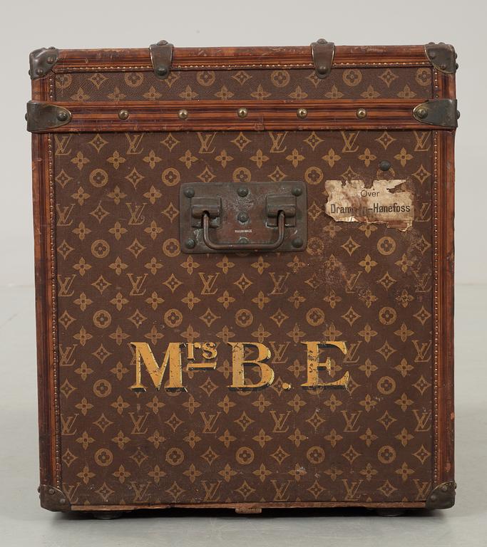 An early 20th cent monogram canvas trunk by Louis Vuitton.