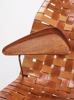 Arne Vodder, a natural brown leather lounge chair, Bovirke, Denmark 1950s.