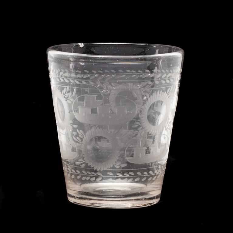 BÄGARGLAS, glas. Tyskland, 1700-tal.