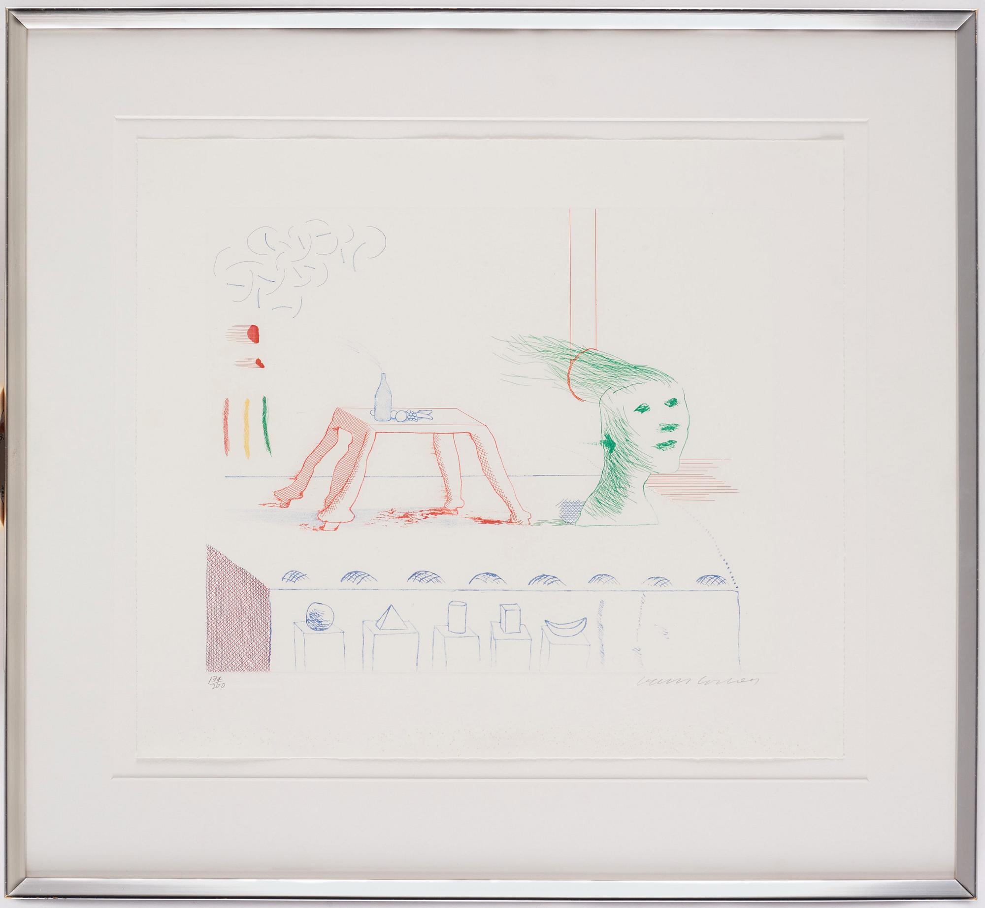 David Hockney, "A Moving Still Life" från sviten "The Blue Guitar".