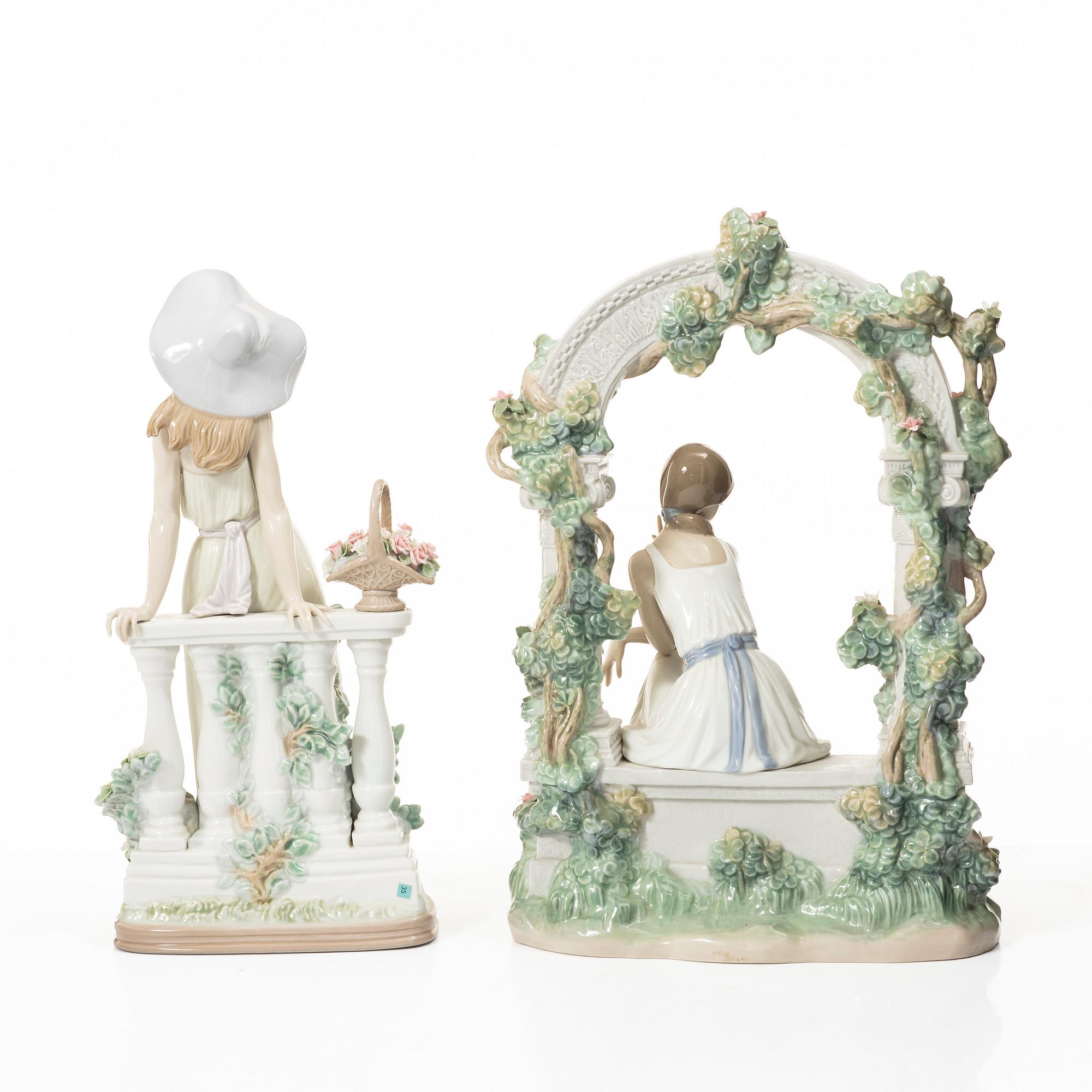 Marco Antonio Nogueron, figurine, "Tranquility", and "Time for Reflection", Lladró, Spain.