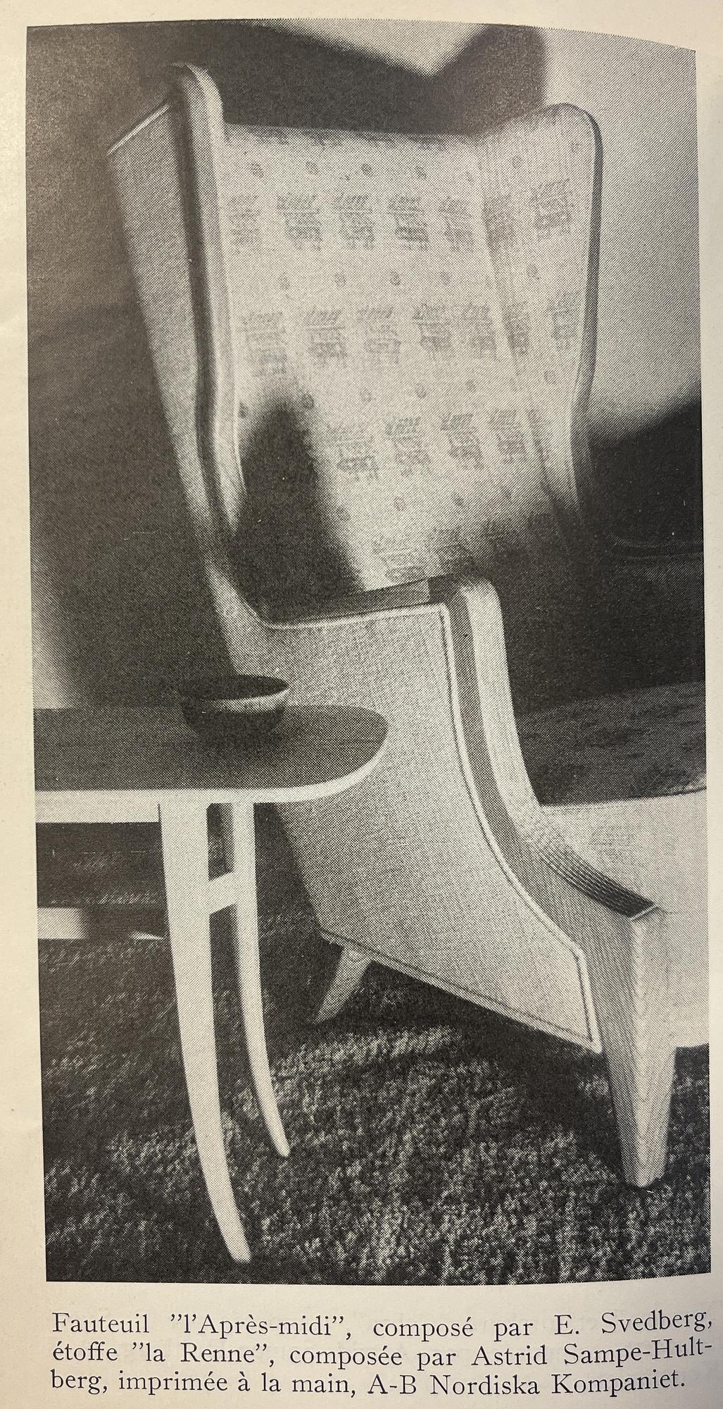 Elias Svedberg, a rare "Eftermiddag" (Afternoon) armchair, Nordiska Kompaniet, Sweden, ca. 1937.