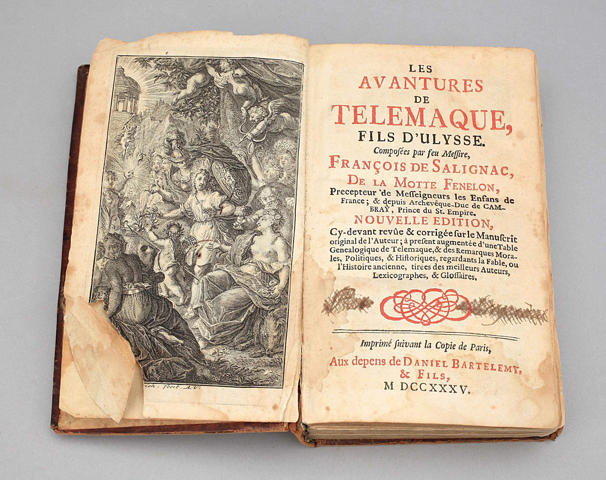 BÖCKER, 4 st, bla "Les Avantures de Telemaque fils D´Ulysse..." av de Salignac och Fenelon, Paris 1735.