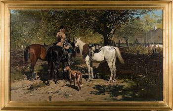 JOSEF VON BRANDT, öljy kankaalle, signeerattu ja päivätty 1883.