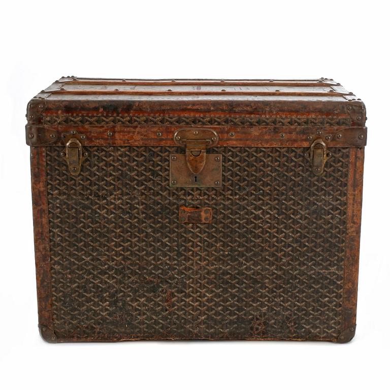 GOYARD, a Monogram canvas trunk, late 19th/early 20th century.