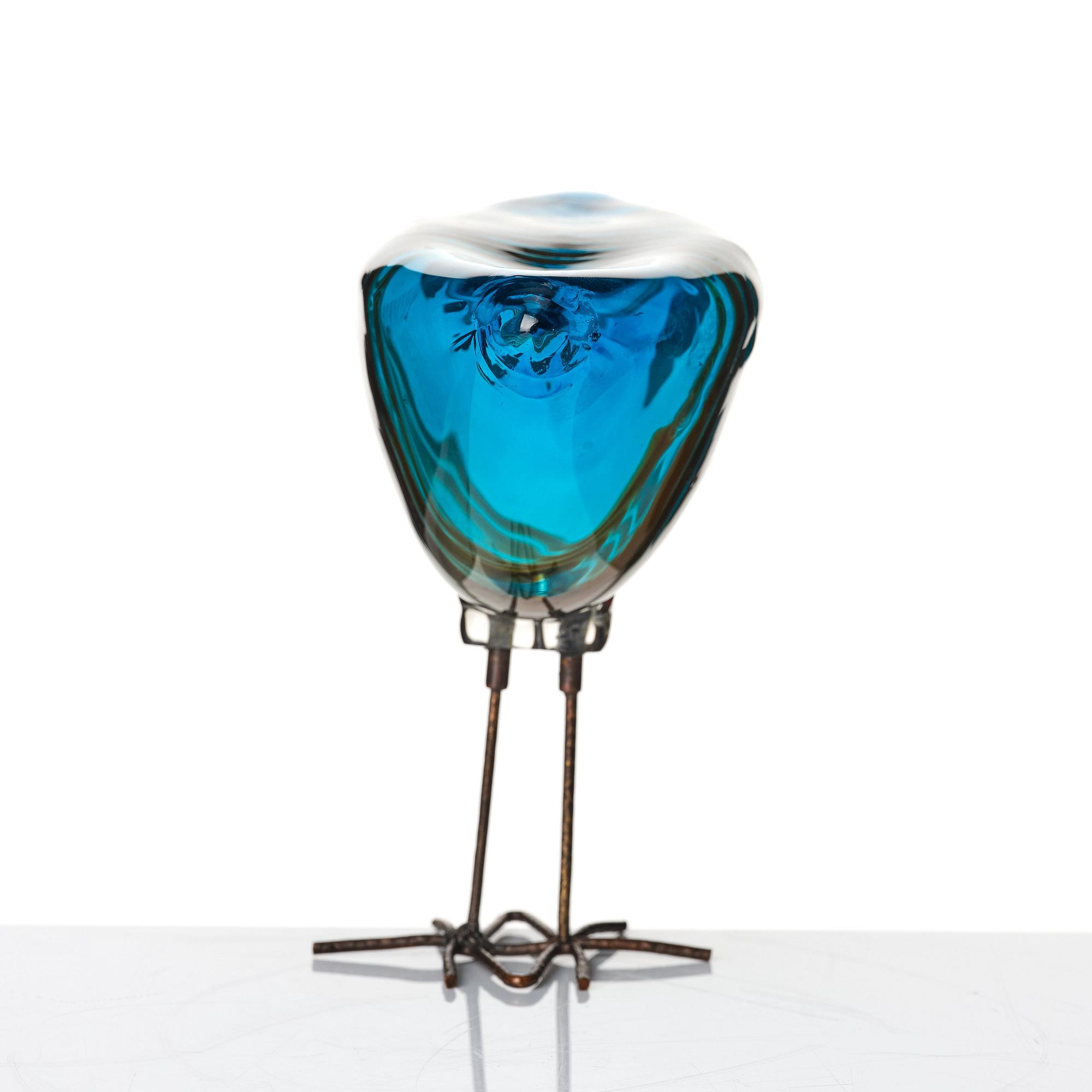 Alessandro Pianon, a glass and copper 'Pulcino' sculpture of a bird, Vistosi, Italy 1960s.