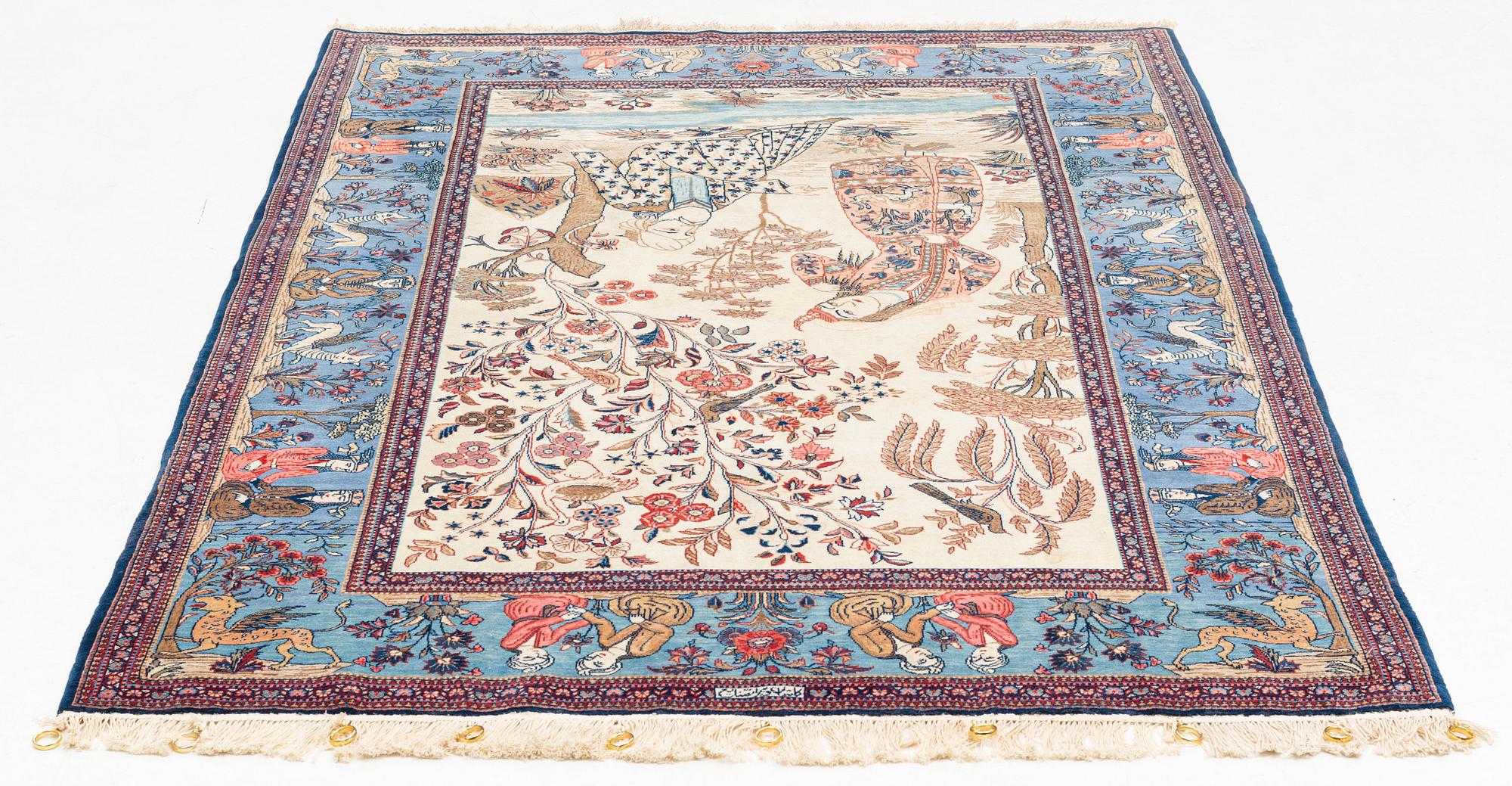Matta, semiantik Keshan Dabir, signerad, ca 206 x 136 cm.