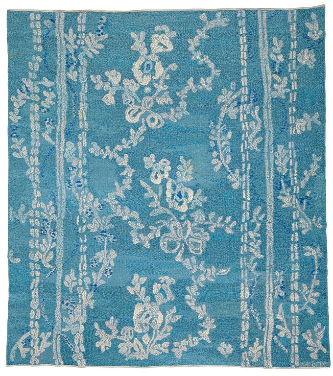 Edna Martin, Matta, fritt plockad rosengång, ca 308,5-311 x 273-278 cm, signerad HAV EM IÅ KL.