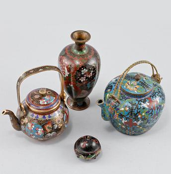 PARTI CLOISONNÉ, 4 st, orientaliska, 1900-tal.