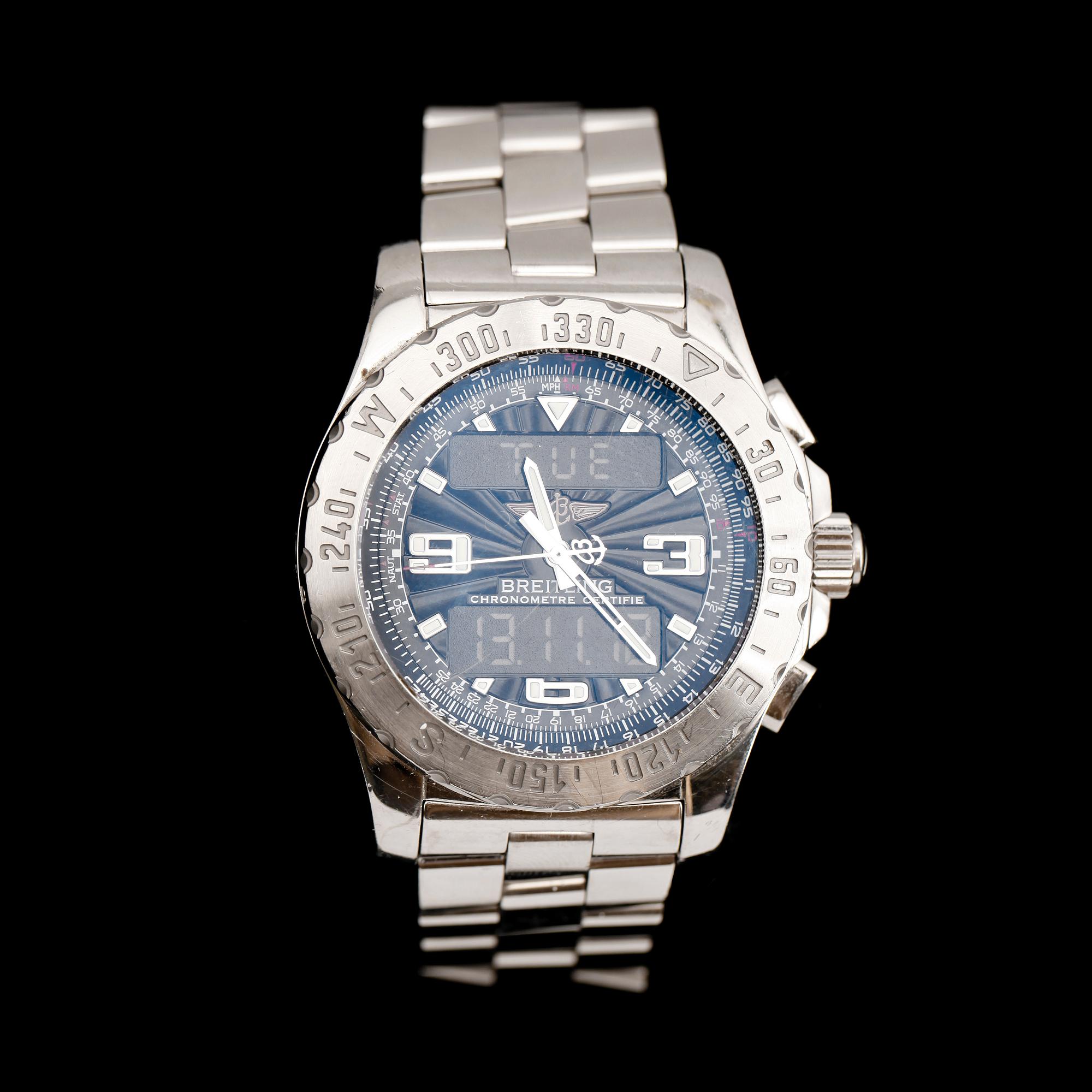 HERRARMBANDSUR, stål, Breitling, Airwolf, Chronometre Certifie.