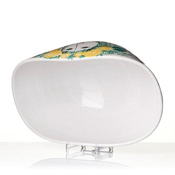 Björn Wiinblad, stor skål, glaserad keramik, Danmark, daterad 1977.