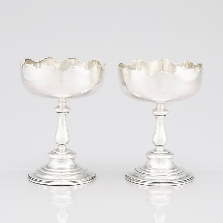 A pair of silver beaker/chalice. Assay master mark of Ivan Lebedkin, Moscow 1899-1908.