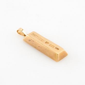 Pendant 18K gold in the form of a gold bar, G. Dahlgren & Co Malmö 1990.