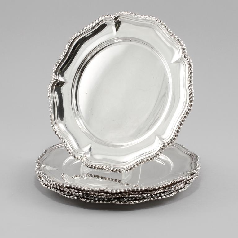 KUVERTTALLRIKAR, 6 st, silver, kontrollmästare Johannes Siggaard, Danmark, 1950. Vikt ca 2520 g.