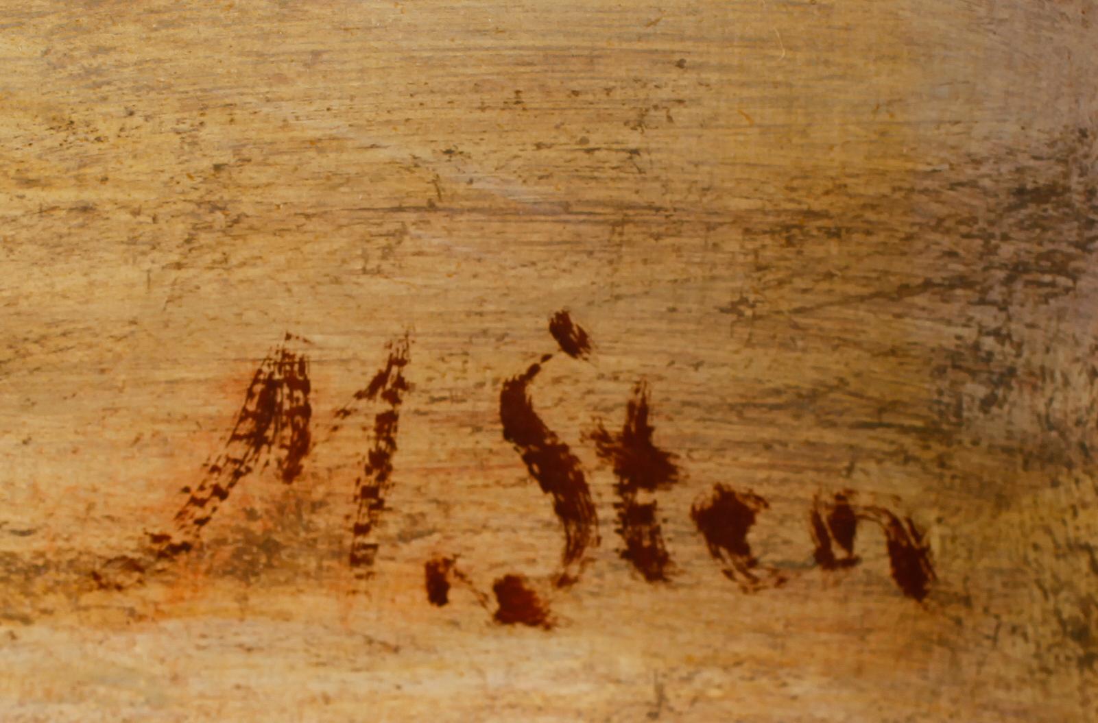 OKÄND KONSTNÄR, olja på pannå, signerad M Sten, 1900-talets första hälft.