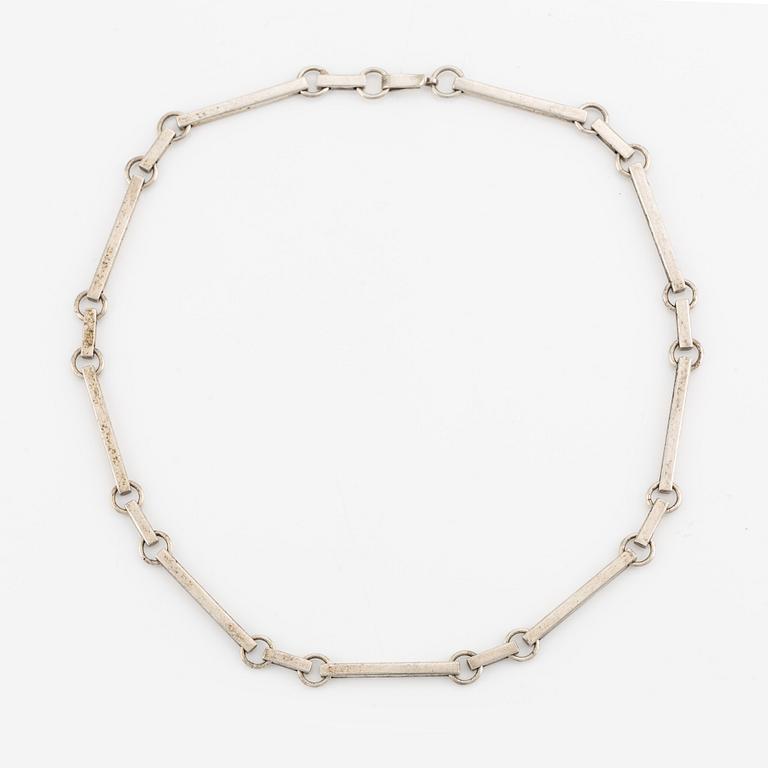 Anna Maria Öberg, bracelet, necklace, pendant, and ring, silver with rock crystal.