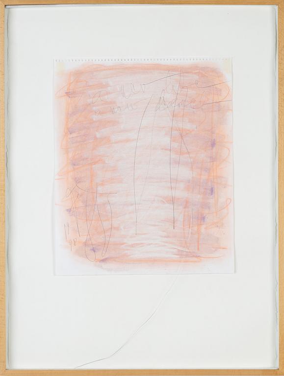 Eddie Figge, pastel and assemblage, signed and dated 1998.