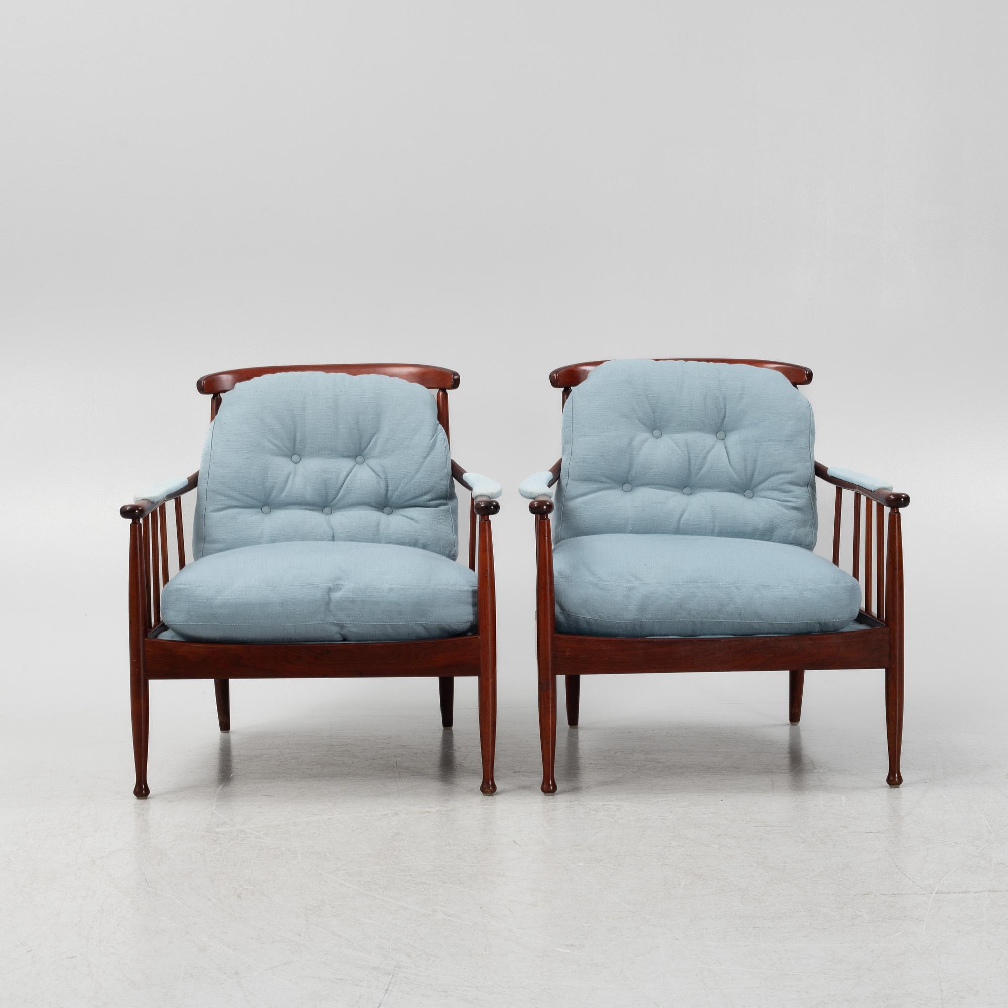 Kerstin Hörlin-Holmqvuist, a pair of 'Skrindan' armchairs, OPE, Sweden, second half of the 20th century.